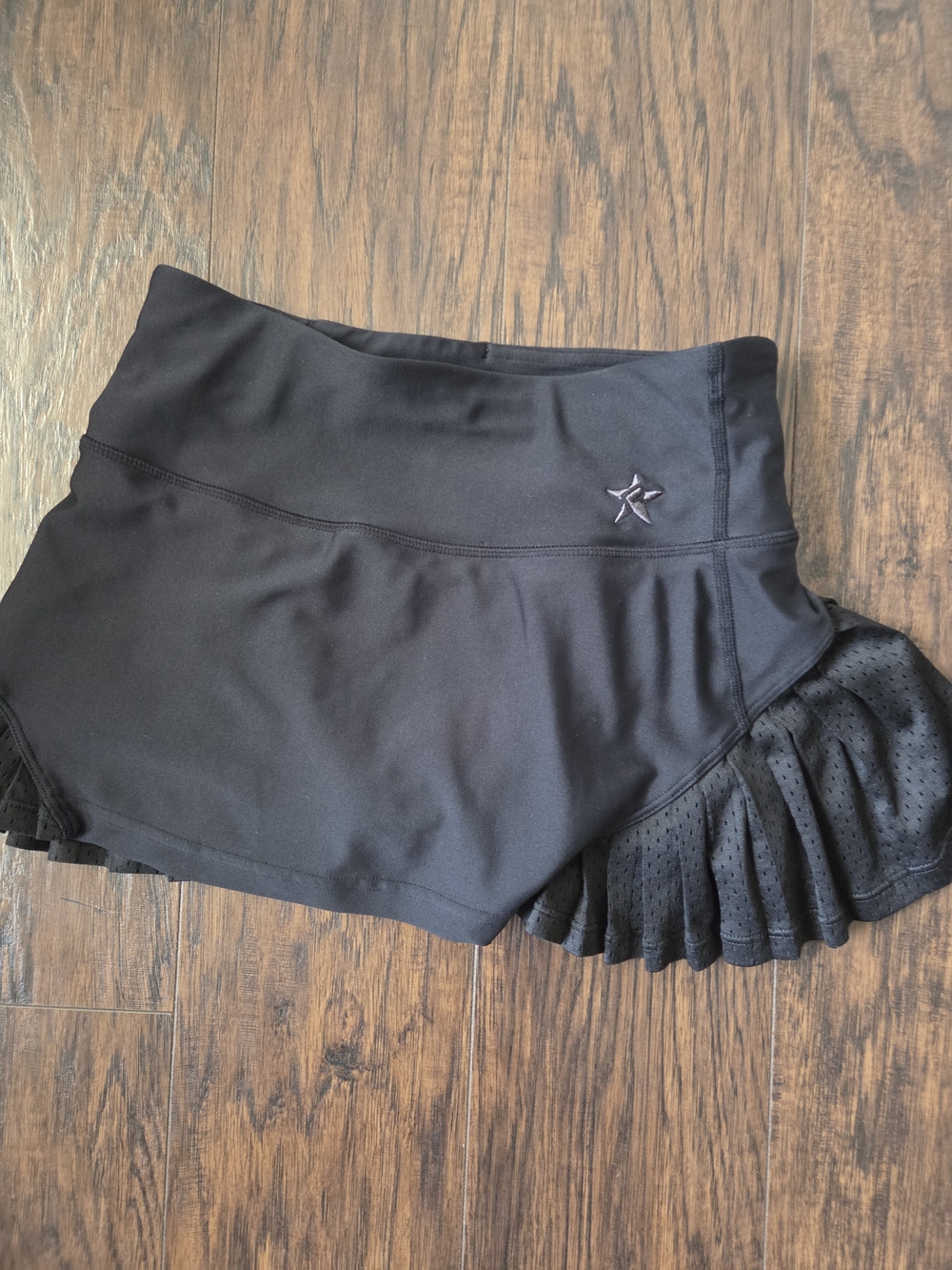 Rebel Athletic Black Girls Athletic Skort with Ruffled Hem